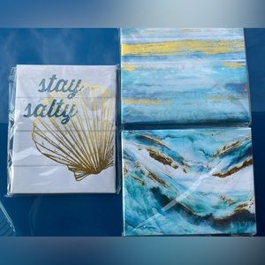 Shore Living canvas & foil art, set of three beach themed